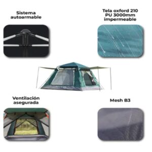 C10111 - CARPA CAMPING AUTOARMABLE c/TOLDO 210 x 210 X 150 cm