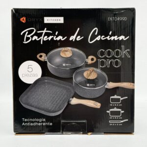499D - SET OLLAS Y PLANCHA 5 PIEZAS GRIS ORYX