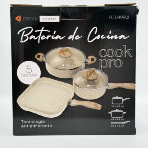 499W - SET OLLAS Y PLANCHA 5 PIEZAS BEIGE ORYX