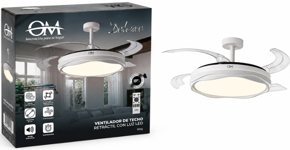 3418 - VENTILADOR DE TECHO RETRACTIL CON LUZ LED DELUXE OM