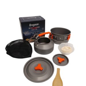 GT308 - JUEGO DE OLLAS + PAVA PARA CAMPING 5 EN 1
